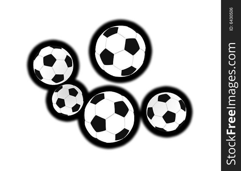 Isolated soccer balls in the air - illustration
