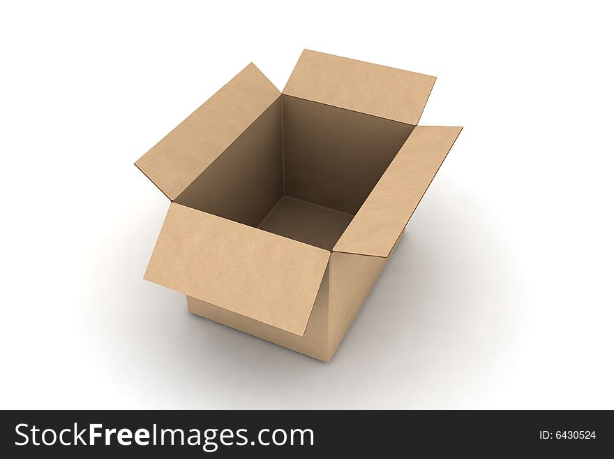 Open empty cardboard - 3d render illustration