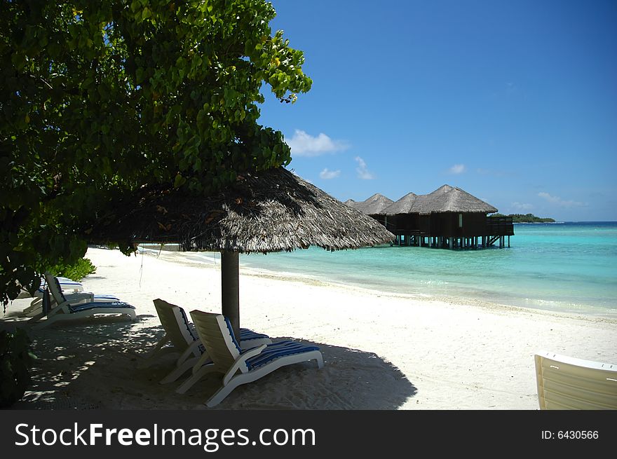 Seashore on an maldivian island