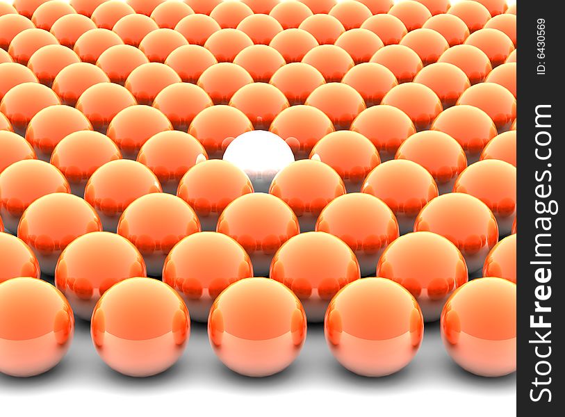 Orange spheres - outsider - 3d render