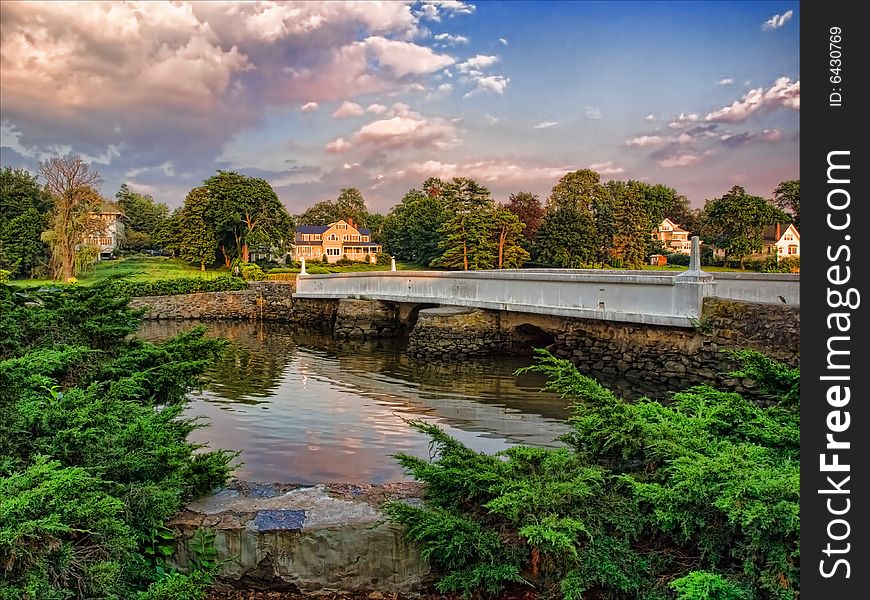 View of estates in a wealthy suburban landscape setting. View of estates in a wealthy suburban landscape setting.