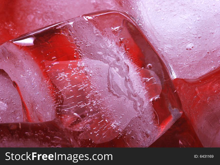 Ice cubes in red background. Ice cubes in red background