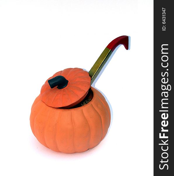 Pumpkin shaped tureen and soup ladle