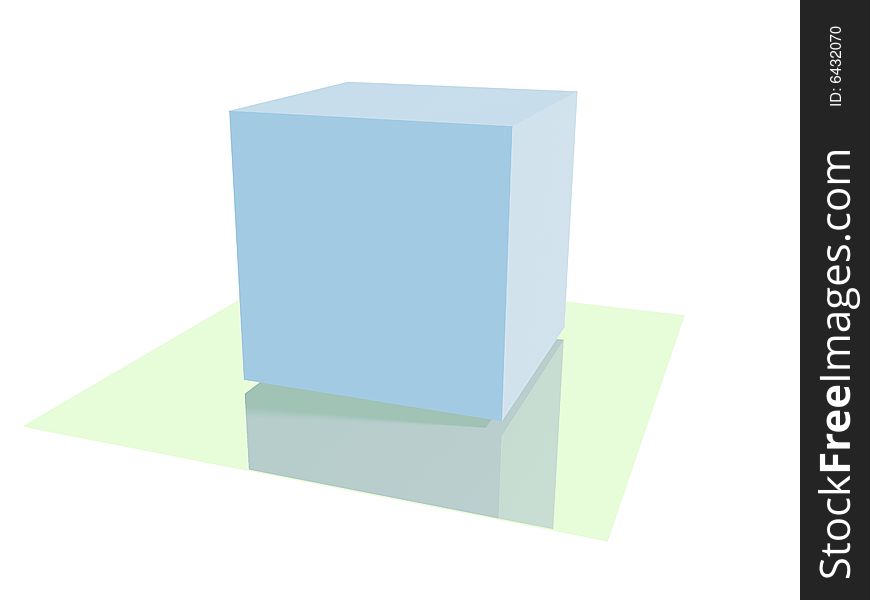 Image contain a cube or square object on the flat mirror