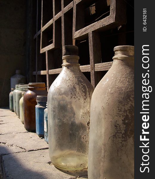 Bottles and containers witnessing the passing of time in China. Bottles and containers witnessing the passing of time in China