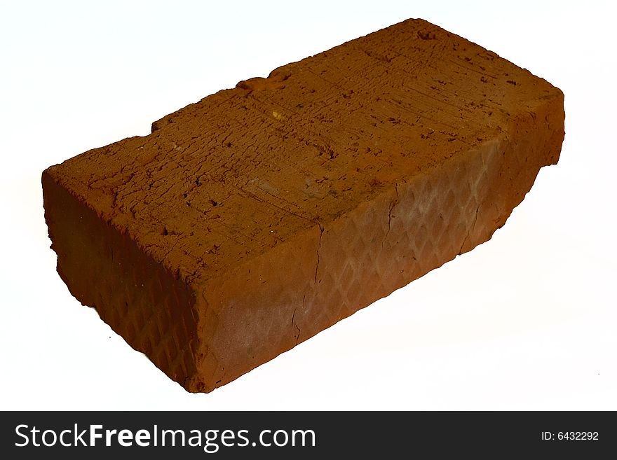 Red brick on a white background is isolated