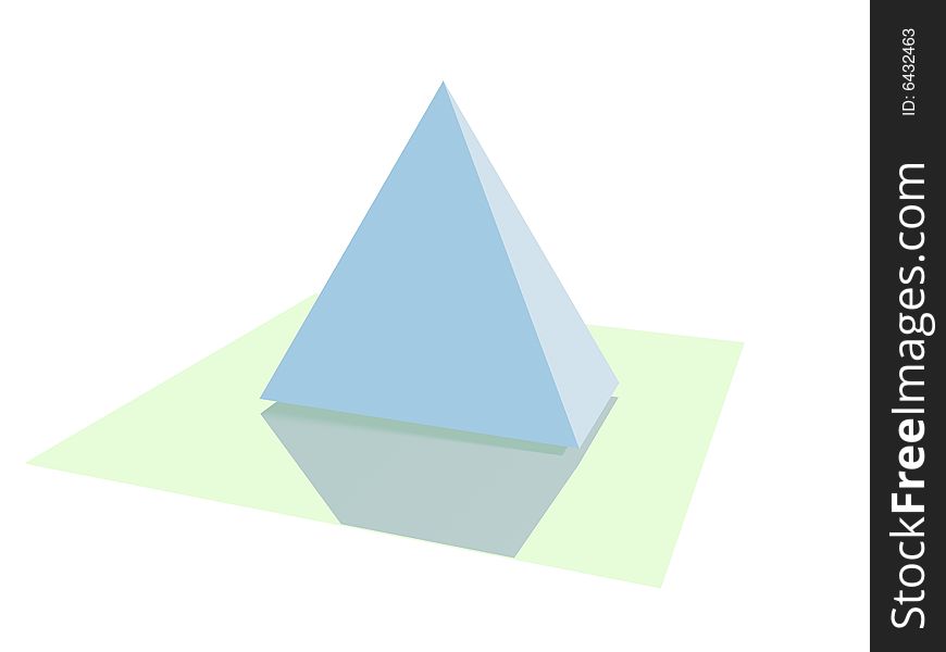 The image that contain a pyramid with cool blue colour hanging on the flat mirror. The image that contain a pyramid with cool blue colour hanging on the flat mirror