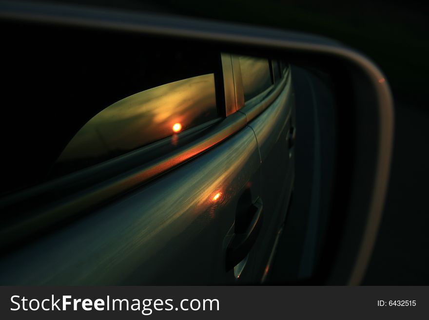 Sunset reflection, on the way to guarda portugal by car. Sunset reflection, on the way to guarda portugal by car