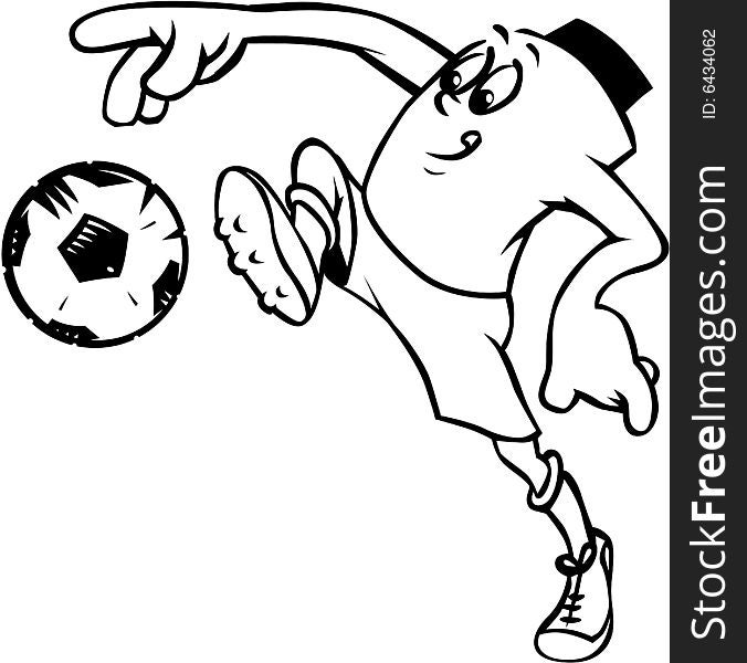 The cartoon figure playing football. The cartoon figure playing football