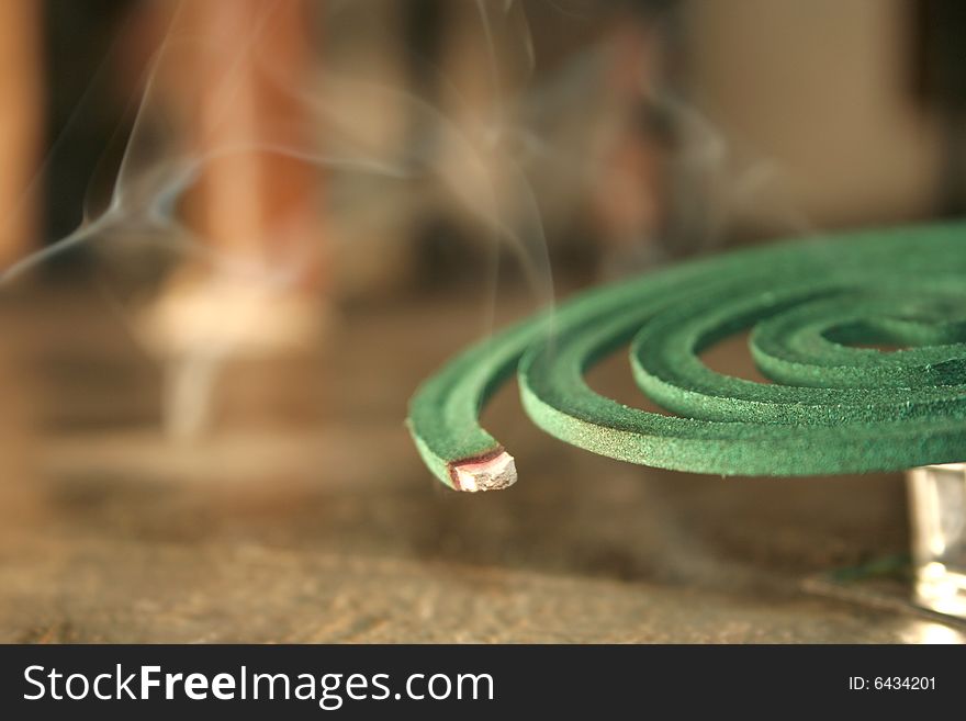 Burning mosquito coil as anti insect or aroma therapy