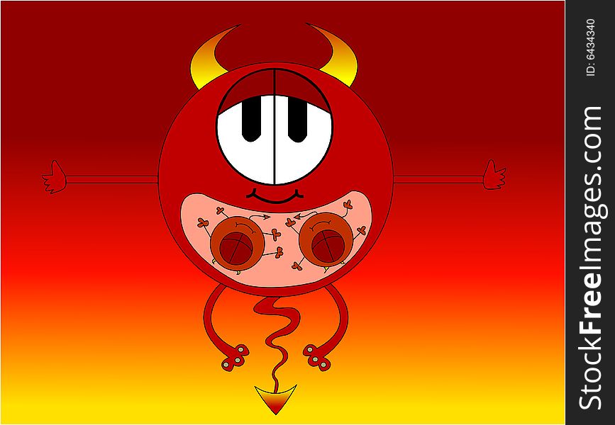 A vector illustration of funny devil with white background. A vector illustration of funny devil with white background