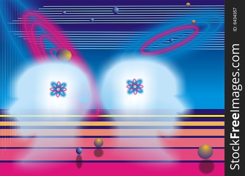 Technology background diagram, under the blue background, there is different arithmetic figure chemical element.