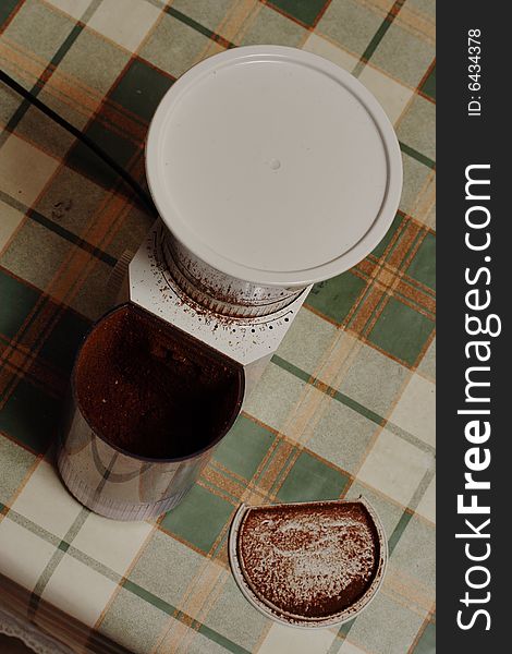 Electric coffee mill on the table. Narrow depth of field. Electric coffee mill on the table. Narrow depth of field.