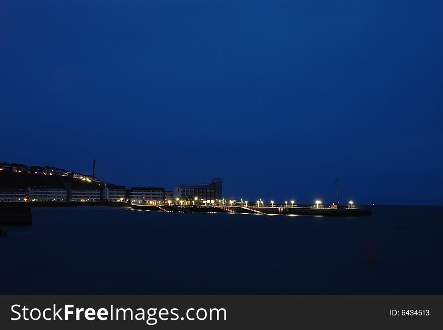 Night over the port from Helgoland, Germany. Night over the port from Helgoland, Germany.