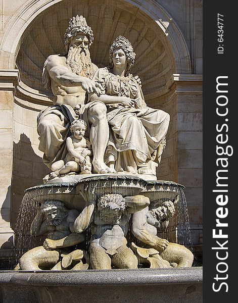 Architectural Detail Of Fountain. Vienna, Austria