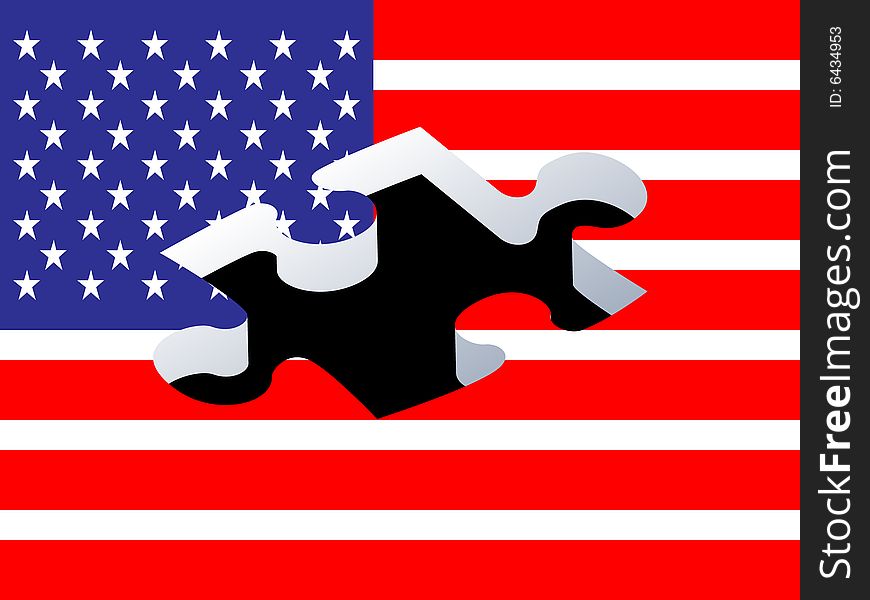 Piece Of Puzzle With American Flag