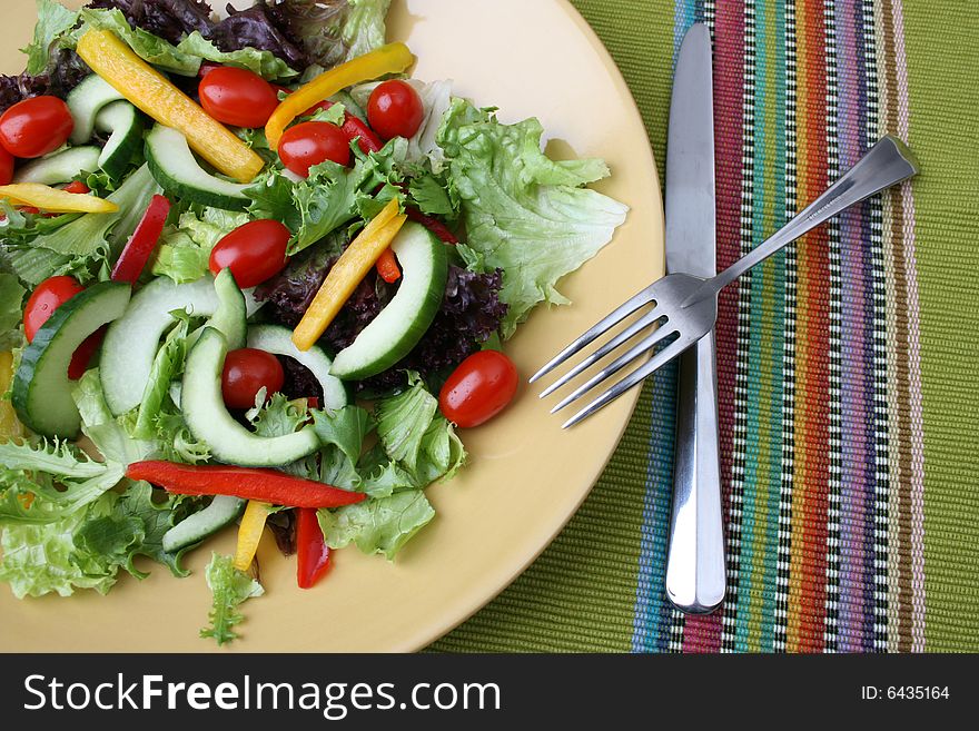 Fresh colorful salad with cherrie tamatoes and cucumber