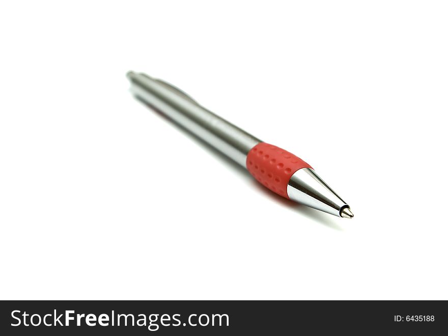 Silver pen isolated on white background