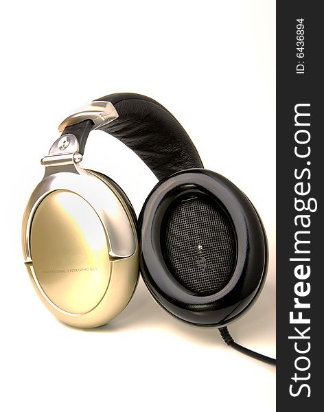 Professional headphones on white backgound isolated