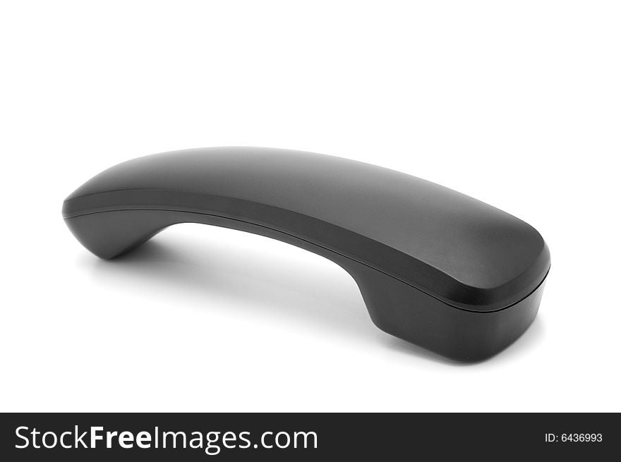 Black nonmobile telephone receiver isolated on white background