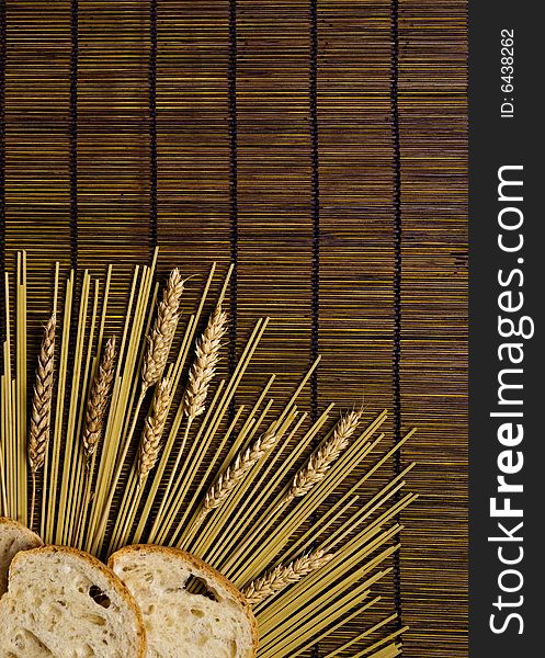 Bamboo Board With Spaghetti And Grain