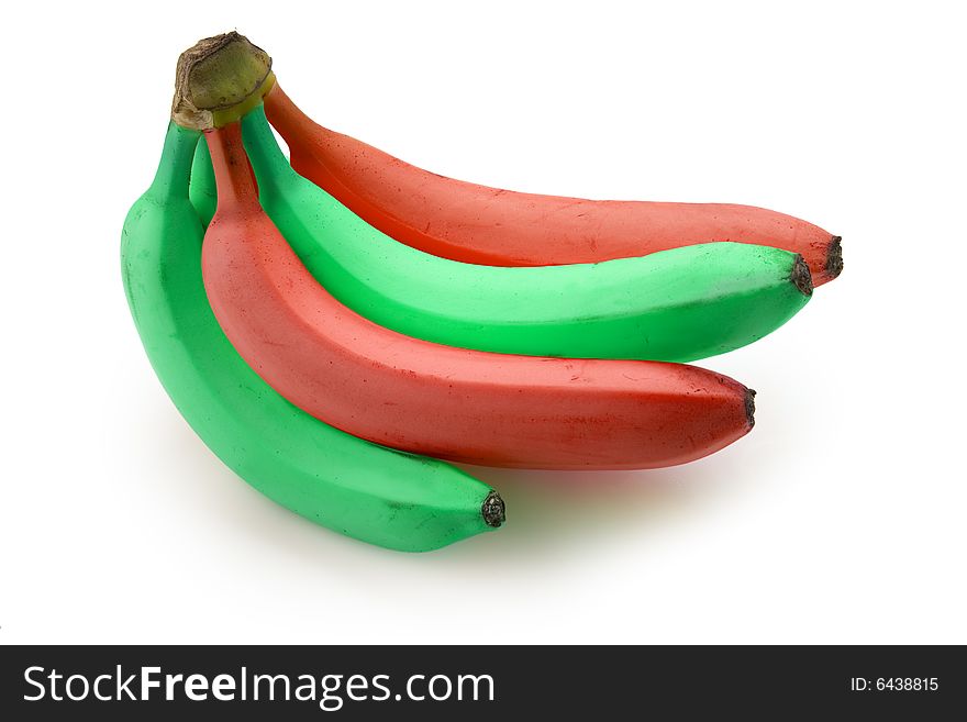 Holiday colored bananas isolated on a white background. Holiday colored bananas isolated on a white background