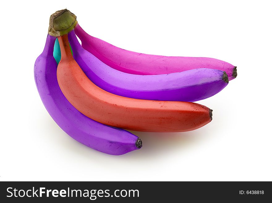 Bright colored bananas isolated on a white background. Bright colored bananas isolated on a white background