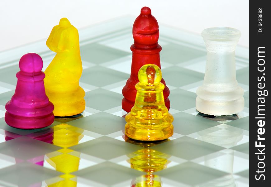 Chess game in glass boarding playing challenge. Chess game in glass boarding playing challenge