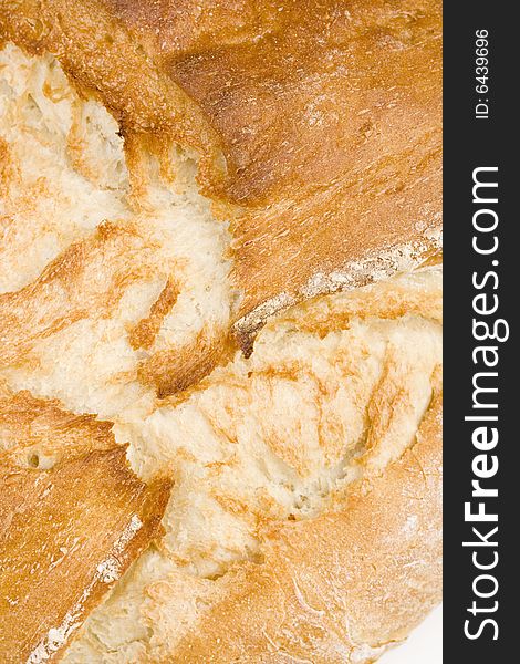 Home baked bread isolated on white