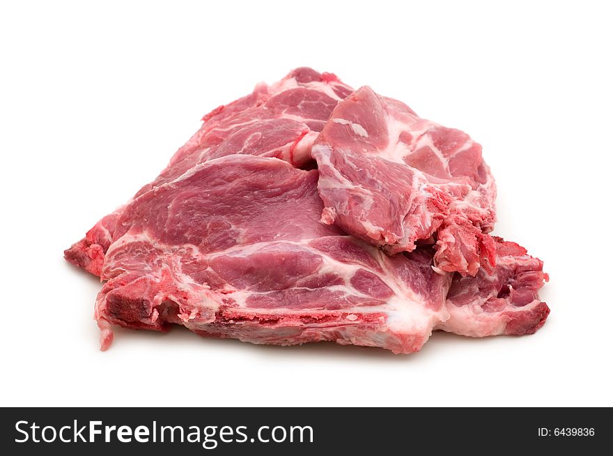 Raw pork on white background