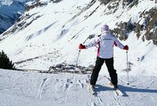 Skier And Mountain Royalty Free Stock Photos