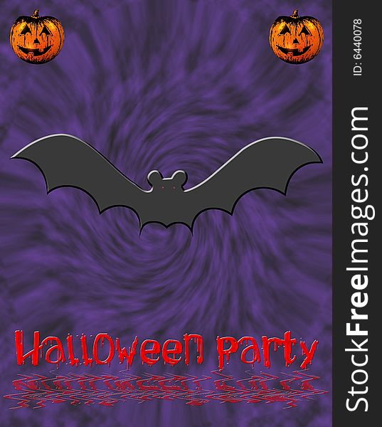 Illustration halloween bat with clouds and pumpkins. Illustration halloween bat with clouds and pumpkins