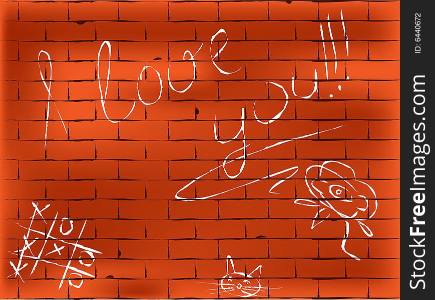 Vector abstract brick-wall. Hand drawn type