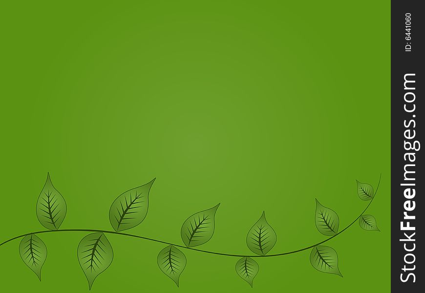 Graphic illustration of green leaves on a vine against a gradient background. Graphic illustration of green leaves on a vine against a gradient background.