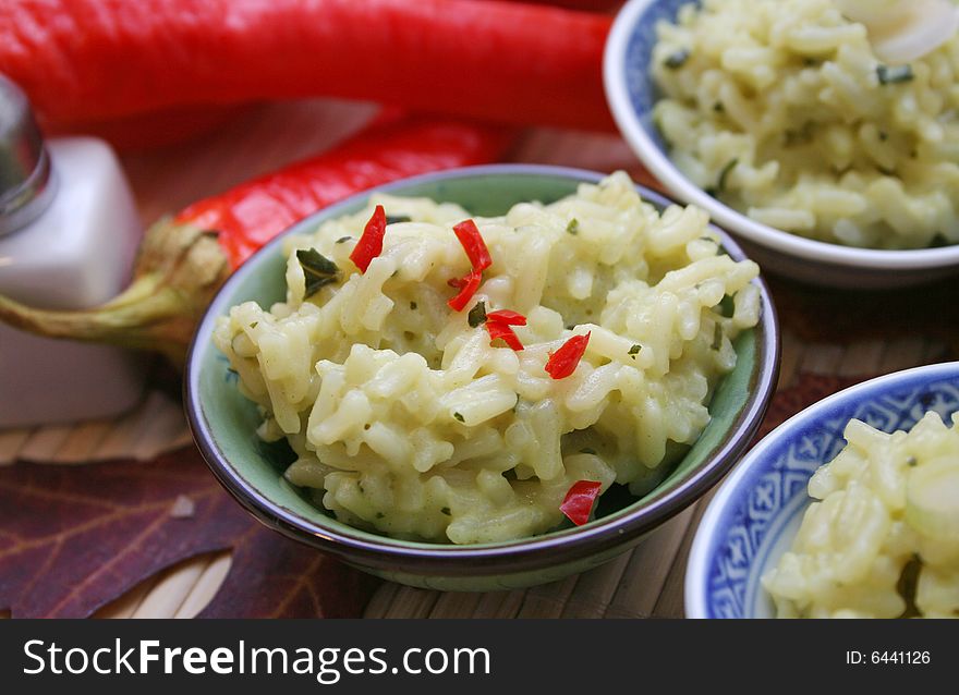 Some fresh italian risotto rice with onions