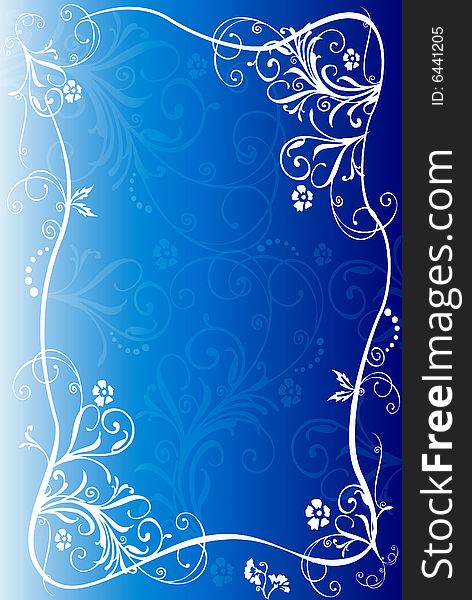 Drawing a floral border  on the blue background