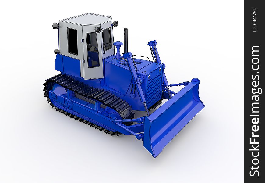 Idolated blue buldozer. Rendered with Vray 1.50Sp2