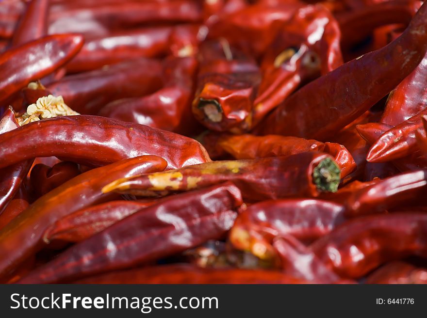 Korean peppers for sale in a market