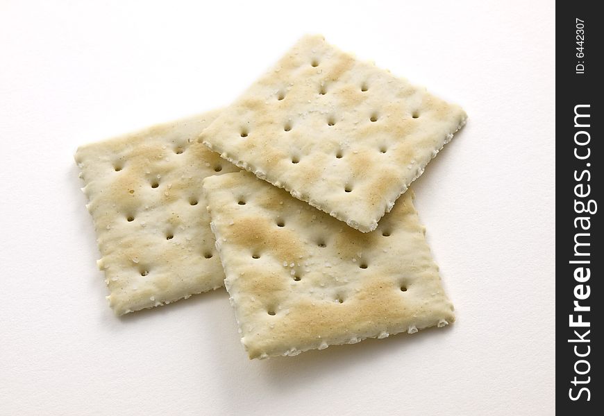 3 Salted Crackers On White