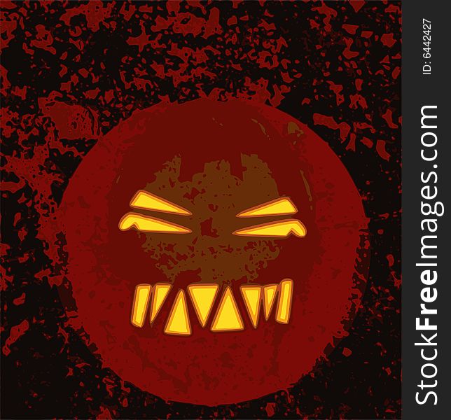 Grungy halloween jack-o-lantern- a vector illustration
