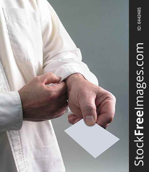 White Shirt Arm With Business Card Blank