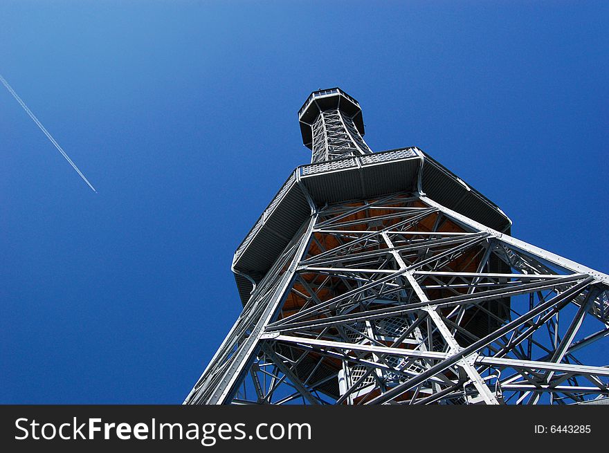 A tower in the hill of Praha. A tower in the hill of Praha