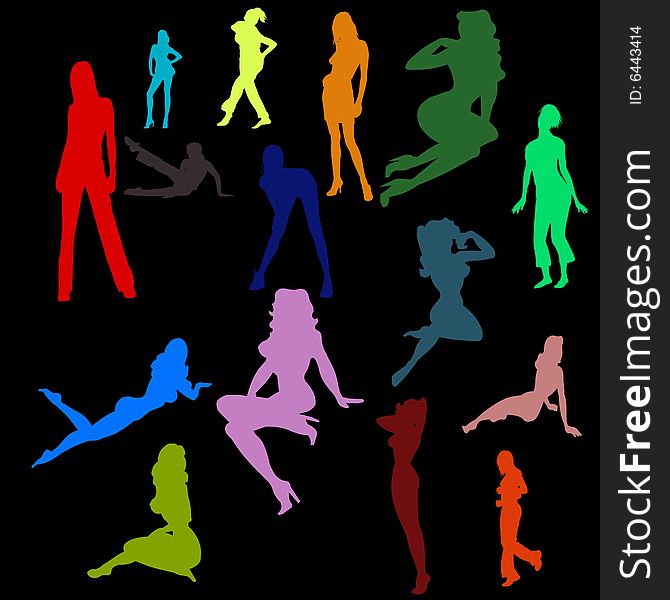 Color silhouettes of the sexy girls