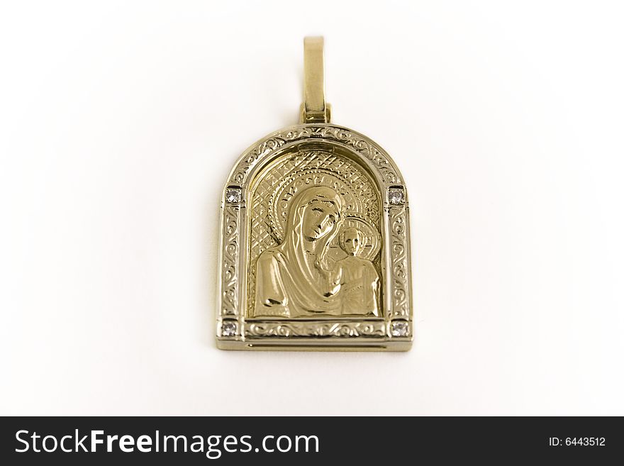 Icon of Virgin Mary and Jesus isolated on white background. Icon of Virgin Mary and Jesus isolated on white background