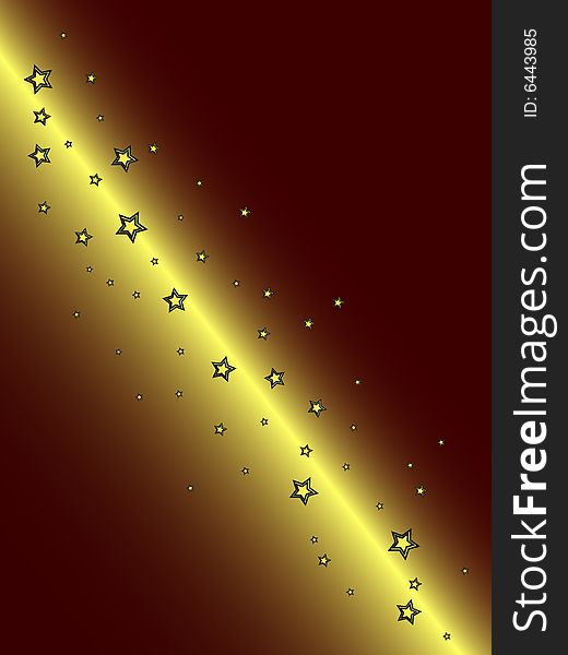 Golden background with stars, vector illustration