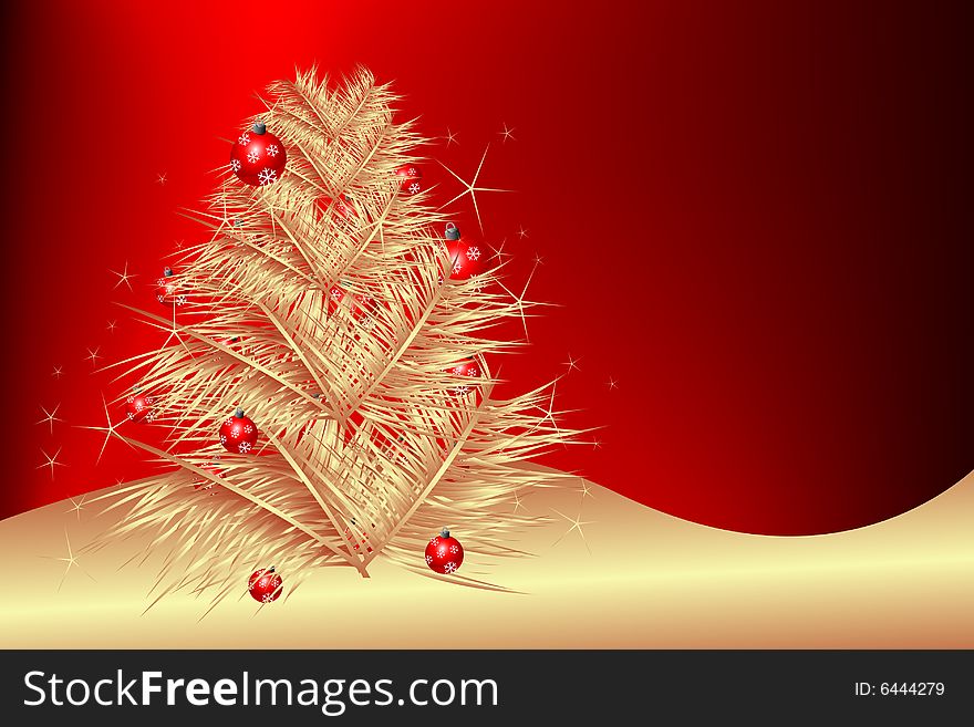 Christmas tree with balls, vector illustration