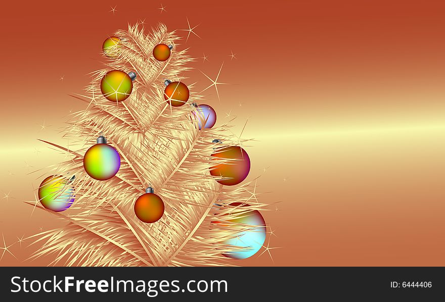Christmas tree with balls, vector illustration