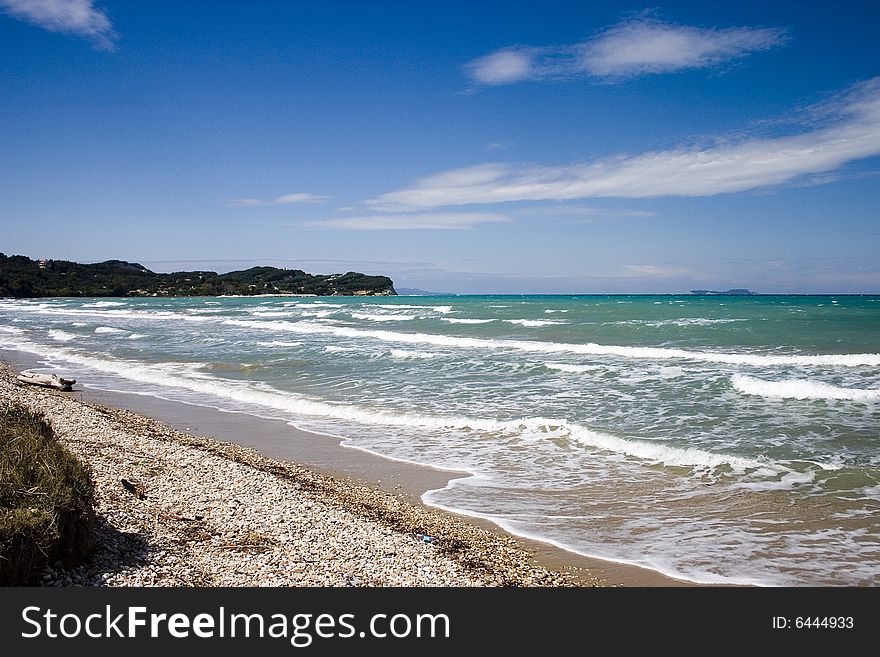 Corfu island beach on the North Greece. Corfu island beach on the North Greece