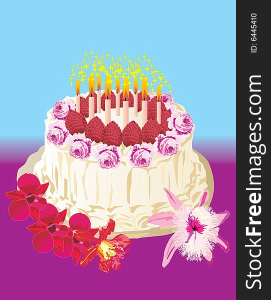 Illustration with cake and candles