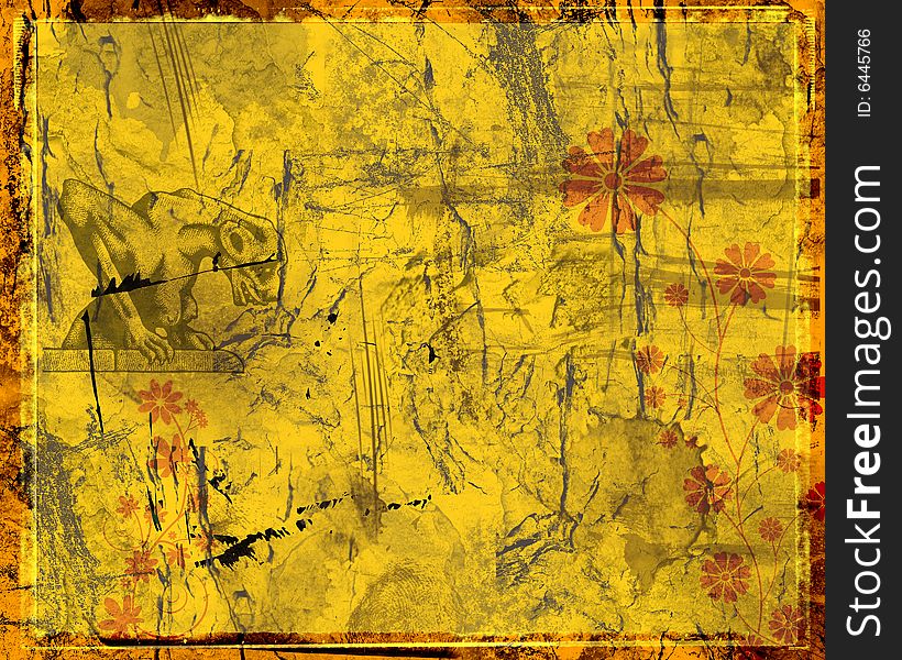 Grunge background with  cracks, dirt, stains,floral. Grunge background with  cracks, dirt, stains,floral